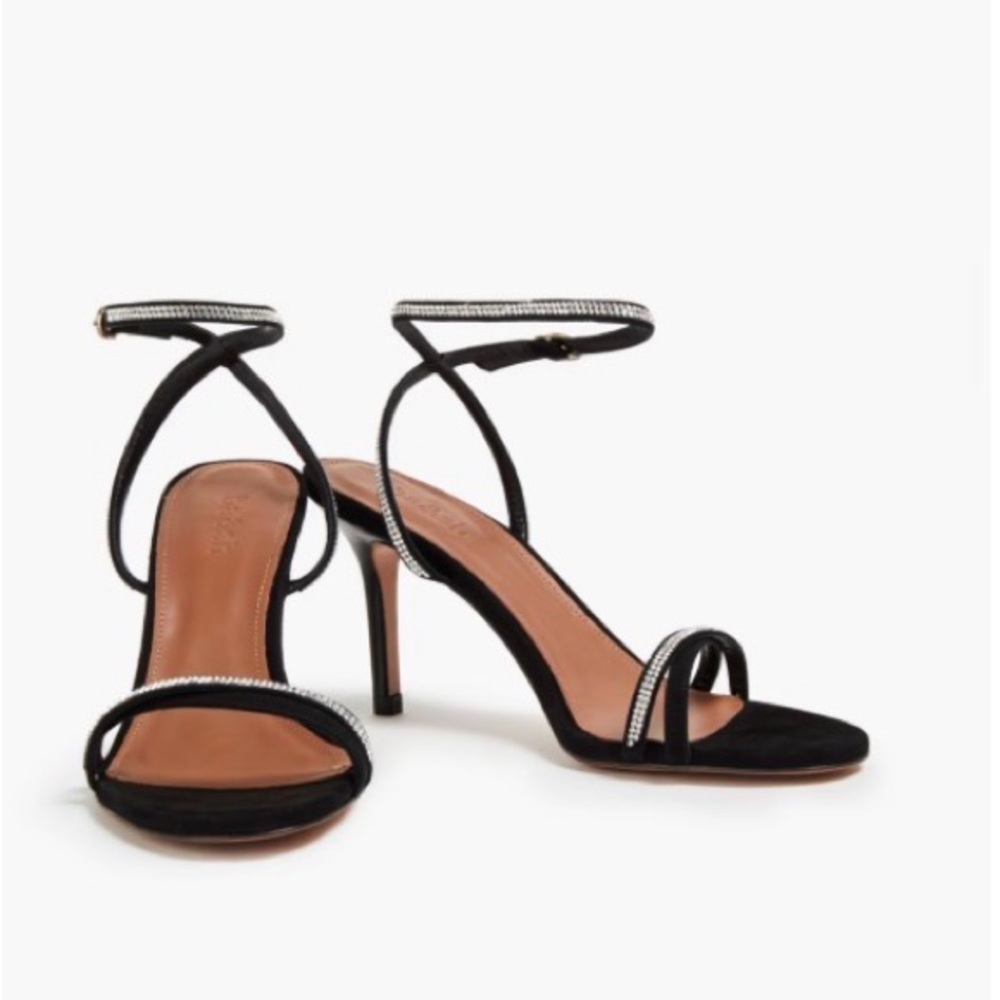 BASH Cerena crystal-embellished suede sandal | black silver heels